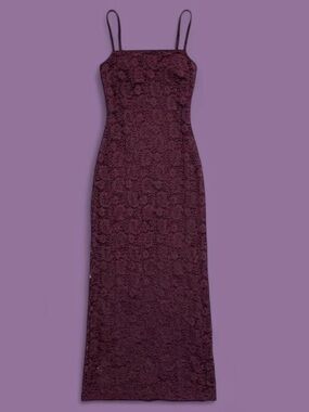 Motel Rocks Darsih Cami Maxi Dress In Paisley Lace Burgundy